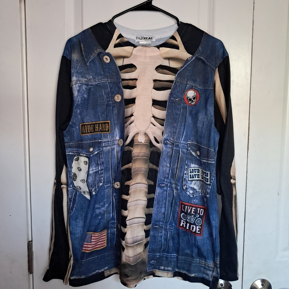 Faux Real. Skeleton Ride Hard Shirt.
